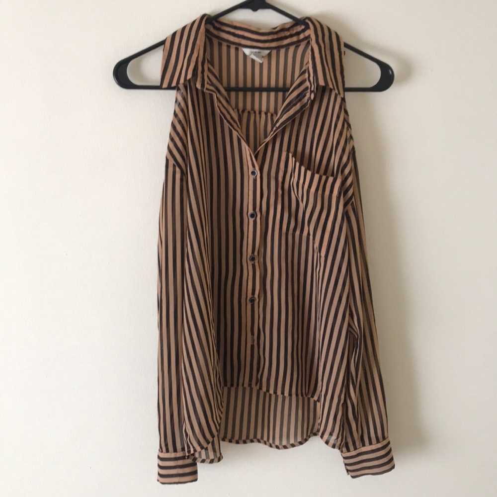 I Love H81 striped shirt with cutout shoulder sz S